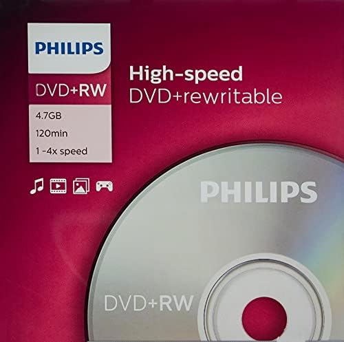 Philips DW 4 S J 05 °F/10 DVD + RW 4.7GB Data/120 Min Video 4x High-Speed, Pack of 5