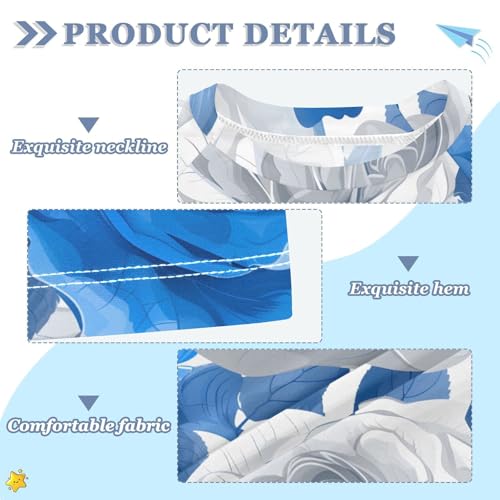 ALAZA Kids Rash Guard Girls Toddler Swim Shirts Short Sleeve Blue White Roses UPF 50+ 3T3