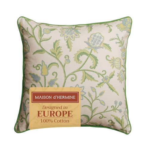 Maison d' Hermine Throw Pillow Covers 100% Cotton (20" x 20" - Pack of 1)