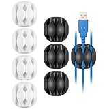 AGPtEK 8PCS Cable Clips & Cord Management System and Desktop Cable Organizers, Black & White
