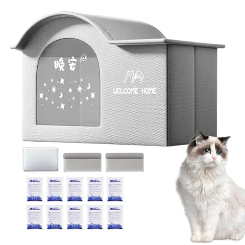 Daraserh クーリングキャットハウス - 子犬用テントシェルター,携帯可能 折りたたみ式 通気性ペットシェルター 屋内屋外用 猫や子犬向け