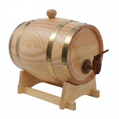 predolo Tonnelet à Vin avec Robinet et Support Design Vintage Tonneau à Vin en Bois avec Support Améliore Le Parfum Petit Fût en Bois de Pin pour Cuisine,...