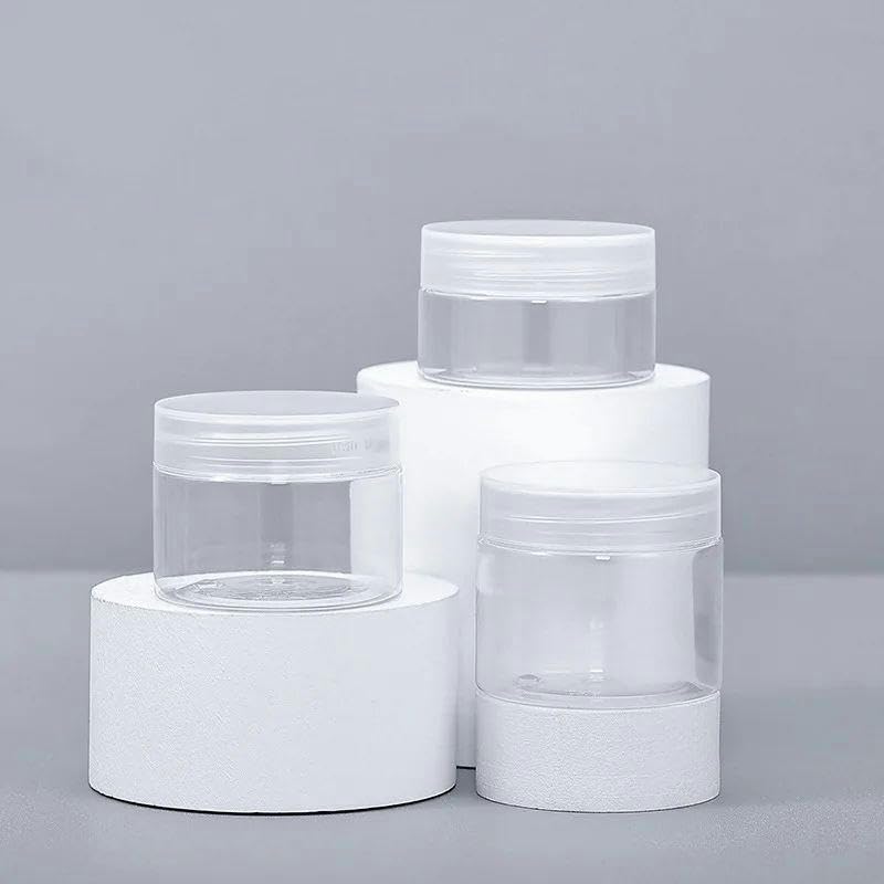 24x barattoli trasparenti 150ml 200ml 250ml 300ml contenitori per imballaggio cosmetico vuoti trasparenti con coperchi-250 ml-con coperchi bianchi-plastica