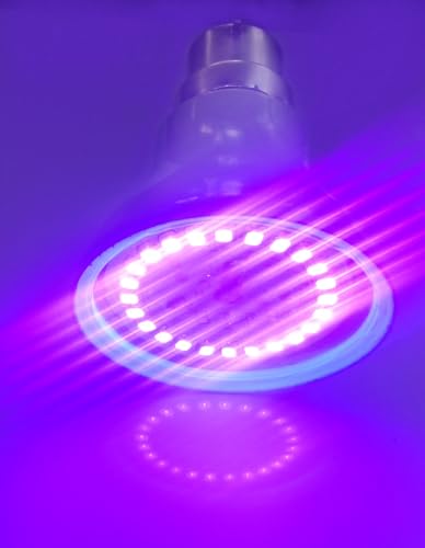Image of TORPE-12W 24 LED Ultra Violet 395nm Light Bulb B22 with clear pc cover. 90 day's piece to piece replacement guarantee (UV-24)