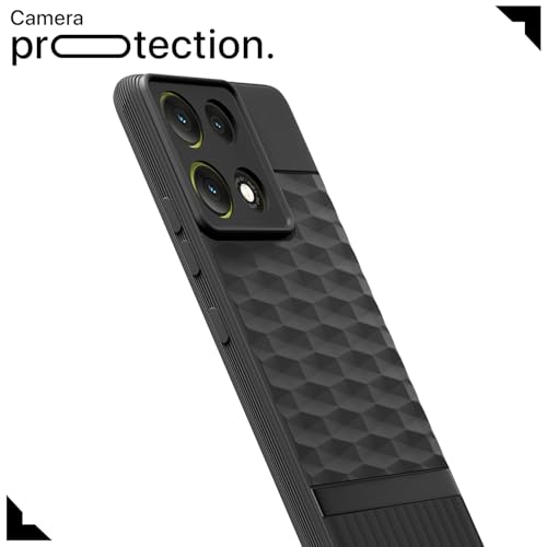 Image of Pikkme Back Cover for Motorola Moto G86 Power 5G Soft Grip 3D Hexa Cube Texture Silicone Bumper Case (Black)
