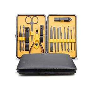 Manicure Set Manicure Set, Pedicure Set, Nail Clippers, 15-Piece Professional Beauty Set, Nail Tools Luxury Suitcase for Men and Women Portable Gift (Color : 2Red) (Red+Yellow)