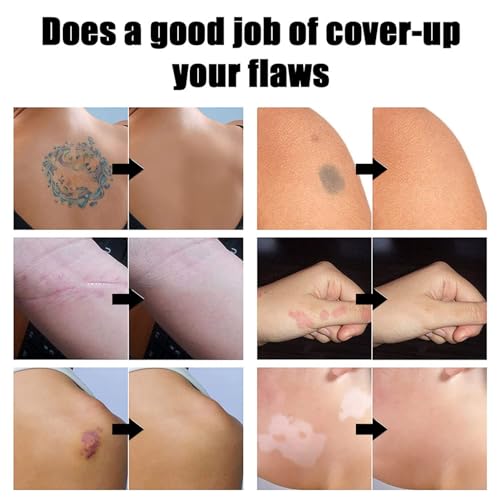 Tattoo Concealer, 2x30ml Waterproof Makeup to Cover Dark Spots, Scars, Vitiligo and More, for Body and Legs, Men and Women (Dark Color) - Thumbnail 5