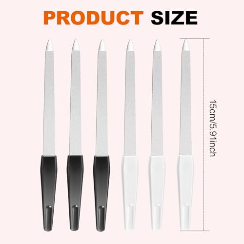 6 Pack Metal Nail File,nail files for natural nails,Professional Nail Files for Natural Nails,Double Sided Sapphire Grit for Shaping Styling Gel and Acrylic Nails,ails Accessories Tools for Home Salon