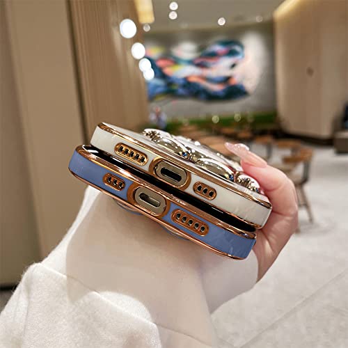 Mzelq Compatible With Iphone 14 Pro Max Case Plating Astronaut Kickstand Cute Pattern Luxury Phone Case Soft Tpu Designed For Iphone 14 Pro Max Case Girls Women -Blue #TOP3