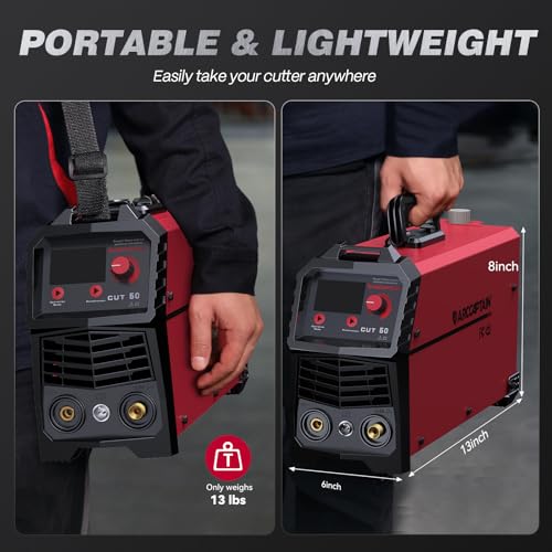ARCCAPTAIN Plasma Cutter, [Large LED Display] 50Amps Cutter Machine with 110/220V Dual Voltage DC Inverter IGBT 1/2 Inch Clean Cut Post Flow and 2T/4T, for Beginners DIY
