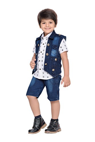 Image of AJ DEZINES Kids Shirt Waistcoat and Shorts Clothing Set for Boys