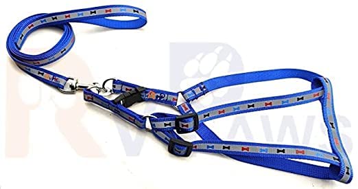 Pups&Pets Soft Adjustable Bone Printed Nylon Padded 15MM Vest Harness and Long Handle Leash Ideal for Outdoor Walking/Training Small Dogs and Puppies (Blue) (B0C6GMCQC7) Amazon Price History, Amazon Price Tracker