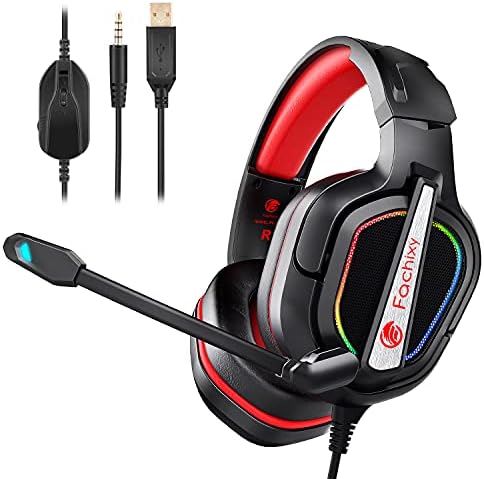 Fachixy Gaming Headset for Xbox One PS4 PS5 PC Nintendo Swap, Gaming Headphones with RGB Mild, Stereo Sound Xbox Headset, PS4 Headset with Mic, Noise Cancelling Headphones with 3.5mm Jack (Pink) Fachixy Gaming Headset for Xbox One PS4 PS5 PC Nintendo Swap, Gaming Headphones with RGB Mild, Stereo Sound Xbox Headset, PS4 Headset with Mic, Noise Cancelling Headphones with 3.5mm Jack (Pink)