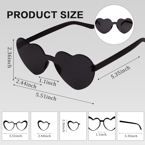 Semato 2 Pcs Heart Sunglasses Rimless Heart Shaped Sunglasses Bachelorette Party Favors2