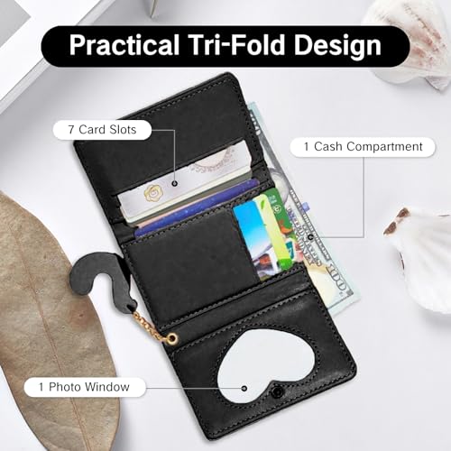 Cat Wallet for Women Cute Black Small 3D Animal Wallet with Glitter Ears Tail Tri-Fold ID Card Case with Zipper Pocket Adorable Wallets for Animal Lover3