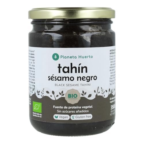 PLANETA HUERTO | Tahín de Sésamo Negro Ecológico – Pasta de Semillas de Sésamo Negro con Alto Contenido Nutricional, Ideal para Platos Orientales y Recetas Saludables, Envase de 350 g