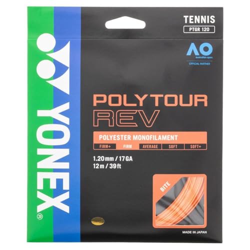 Cordage de tennis YONEX Poly Tour Rev orange 12M monofilament pour lift et spin