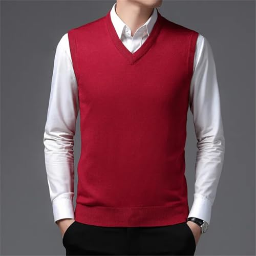 Men Slim Fit Knitted Pullovers V-Neck Sleeveless Business Wool Sweaters Vest3
