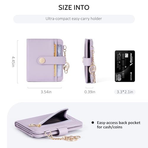 POIUGOYA Slim Wallet for Women,RFID Blocking Bifold Credit Card Holder with Zipper Coin Pocket,ID Window,Keychain