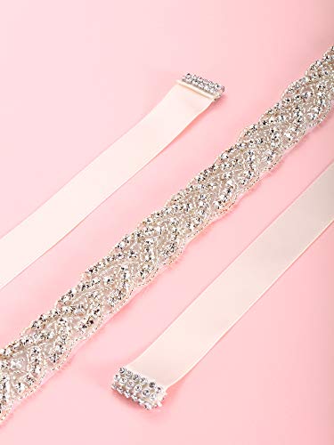 Wedding Bridal Belts Crystal Rhinestone Belt Bridesmaid Gown Sash For Women Accessories Dress Matching (Ivory, Satin Band) #TOP1