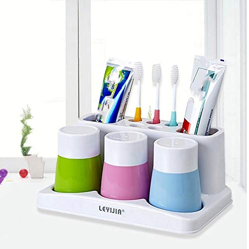 Preisvergleich Produktbild leanBonnie Famille Kreative DREI Bürstenhalter, Kostüm, modisch, Getränkehalter, einfach, Badezimmer, Haus, mit Tassen, Mehrfarbig