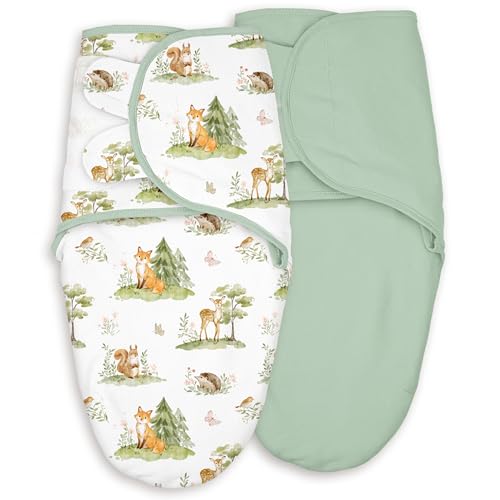 Image of Cotton Swaddles for Newborn, Baby Newborn Swaddle 0-3 Month | 2-Pack Soft Adjustable Newborn Swaddle Sleep Sack, Baby Girls & Boys,Wrap Nursery Infant Swaddling Blankets Jungle Animals