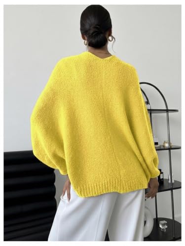 Image of GORGLITTER Women's Oversized Fall Wrap Sweater Cropped Bat Wing Knit Tops