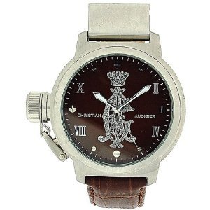 Christian Audigier Meridiem Skin Gents Genuine Brown Leather Dress Watch ETE-118�y���s�A���z