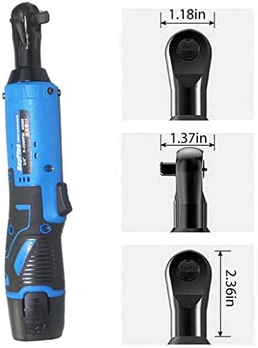 Cordless Electric Ratchet Wrench Set - 12V Power Tool Electric Wrench 3/8" with 2 x 1500mAh Batteries, 7 sockets - Cordless Ratchet Right Angle Wrench