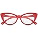 Super Cat Eye Glasses Vintage Fashion Mod Clear Lens Eyewear (Red, 0)