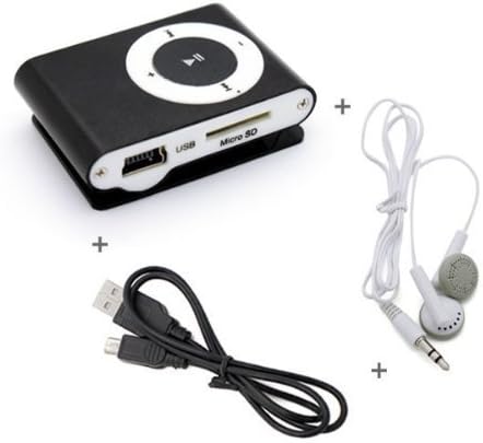 Mini Fashoin Clip Metal MP3 Music Player with Earphone & USB Cable , Support 1 - 32GB SD Card (Mini MP3 (Black))
