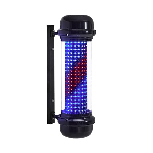 BarberPub Barber Pole poste de barbero, barbería poste de barbero con muebles de salón de luz LED, peluquería poste de barbero giratorio L047BC