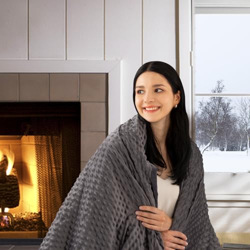 Image of yescool Weighted Blanket for Adults (25 lbs, 60 inch x 80 inch, Charcoal Gray) Cooling Heavy Blanket for Sleeping Perfect for 140-160 lbs, Queen Size Breathable Blanket with Premium Glass Bead