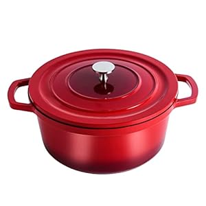 Dutch Oven Pot with Lid 6.8-QT Cast Aluminum Nonstick Casserole, Lightweight Cookware Braiser Pot Suitable for Meats, Soups, Bread Baking in Oven, Red