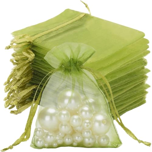 Lot De 50 Vert Armée Sachet pour Lavande Vide, 10 X 15 Cm, Pochon Tissu, Sachet Organza, Sachet...
