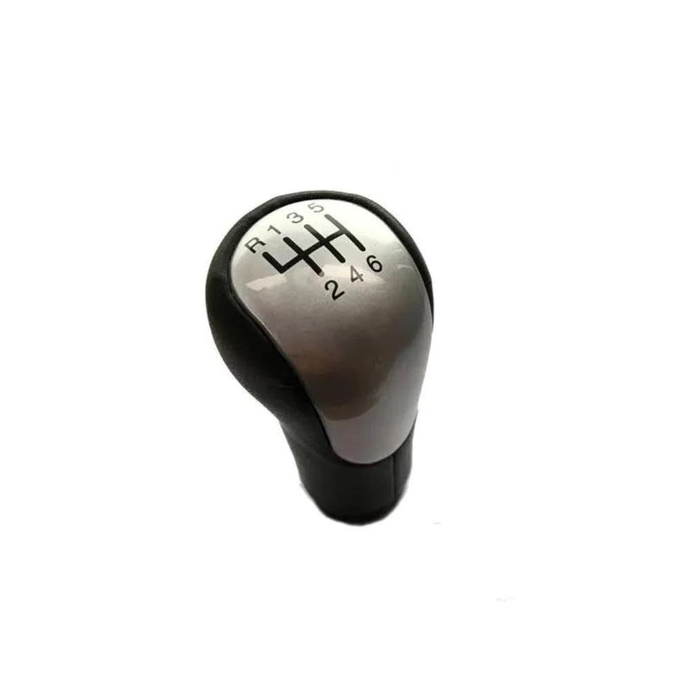 YDXHERTA for Ford Fiesta MK6 2002-2008 MT 5 6 Speed Black Silver Car Shift Gear Knob Handle Car Styling Auto Parts(6speed Silver)