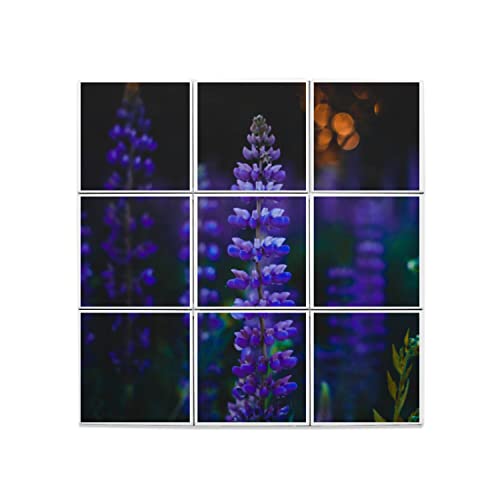 Carreaux céramique fleurs violettes 60x60 cm pour faïence murale