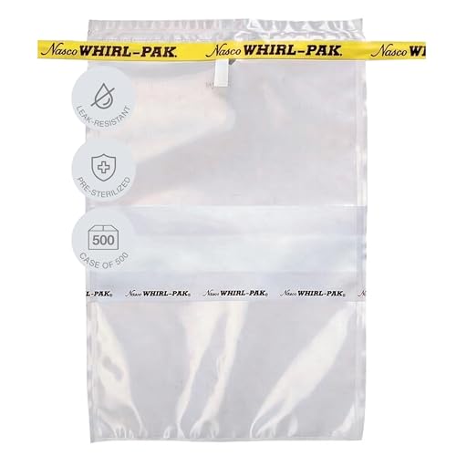 Nasco Whirl-Pak Sterile Write-On Sample Bags Leak-Proof Lab Bags 710 mL (24 oz) Writeable Area, Ideal for...