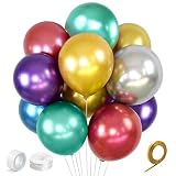 Colorful Party Balloons 12inch, 100Pcs Thickened Assorted Color Metallic Latex Balloons for Wedding