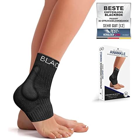 BLACKROX Ankle Bandage with Silicone Support Ankle Bandage Sports Ankle Brace Right Left Women Men Foot Bandage Ankle Protection Ankle Brace Horse Football (M, Black) Cover