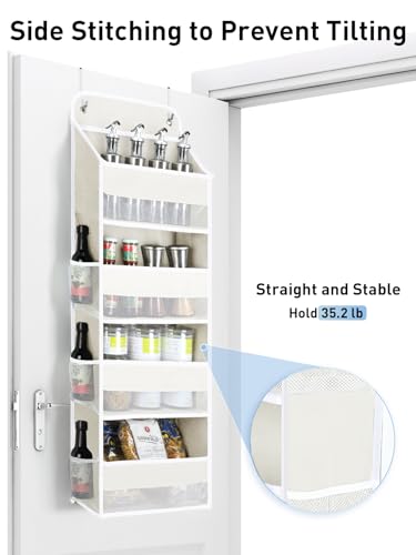 Image of Yecaye Over the Door Organizer, 35.2lbs Load Toy Stuffed Animal Storage, Bathroom Organizers and Storage for Nursery Newborn Baby Essential Stuff Dorm Room Essentials, Cream White 4 Tier