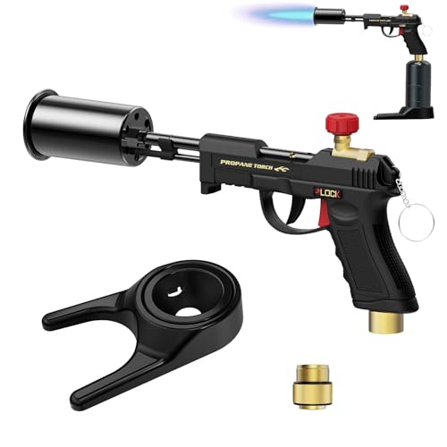 TONYFUL Powerful Propane Torch Grill Gun, Sous Vide, Adjustable Flamethrower Fire Gun with Safety Lock, Charcoal Torch Campfire Starter, Culinary Torch for Searing Steak & BBQ(Tank Not Included)
