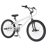 RoyalBaby 24 Inch Lightweight Aluminum BMX Bike for Kids & Teens Ages 8-14, Easy Assembly Professional Sport Bicycle with Trick Pegs, Silver