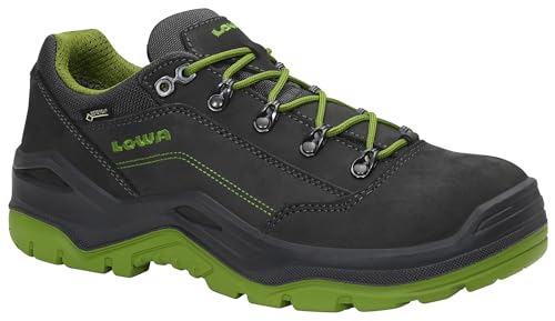 LOWA Sicherheitsschuhe Renegade Work GTX Green Lo S3S CI, Damen und Herren, Leder/Textil, Stahlkappe, leicht, sportlich 44, Schwarz-Grün