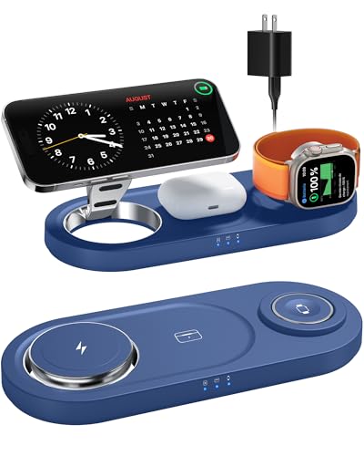 Image of Foldable 3 in 1 Wireless Charging Station for Apple Mag-Safe Charger Stand