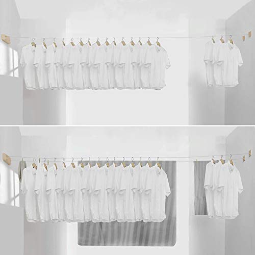 Image of BESy Retractable Clothesline ABS case+Aluminum Dryer with Adjustable Stainless Steel Double Rope String Hotel Style Heavy Duty,Wall Mounted Method, 13.8 Feets,Gold