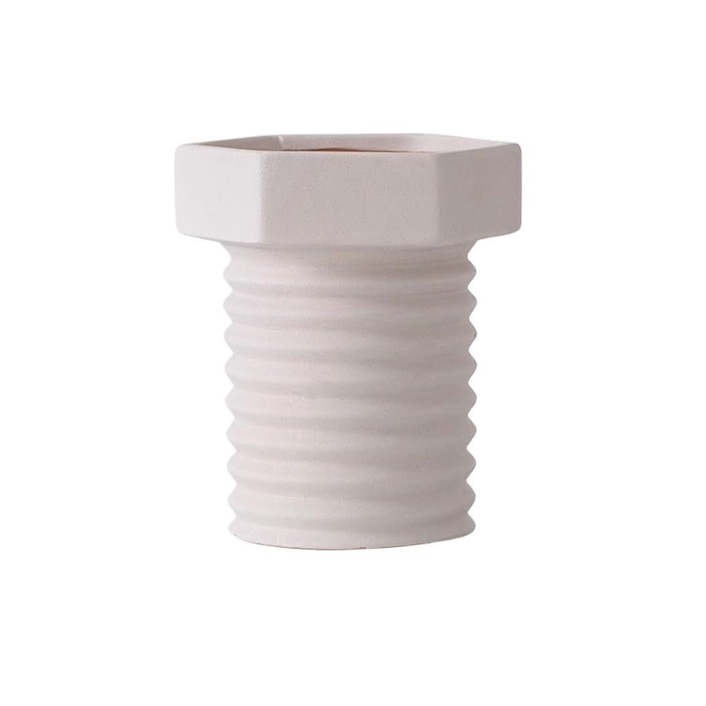 SDA287MZ Light Grey Screws Shape Plant Pot, with Drainage Holes Small Terra Cotta Planter for Decorate Balcony Bedroom Living Room Multifunction