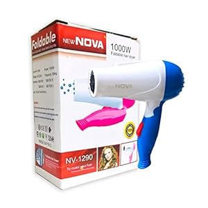 NOVA NV-1290 1000W Foldable Hair Dryer for Women Professional Electric Foldable Hair Dryer, Multicolour