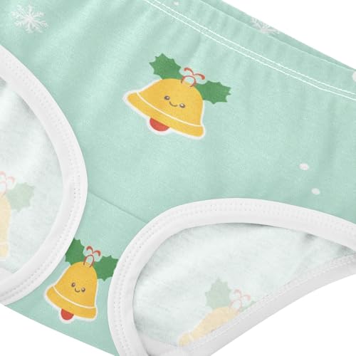 Girls' Brief Panties Breathable Underwear for Young Girls Christmas Bells Pattern4