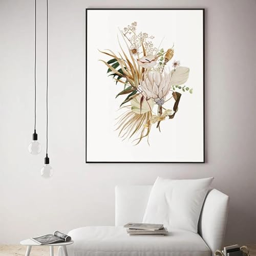 Impression murale fleurs botaniques sur toile premium vintage 60x80cm triptyque - 3